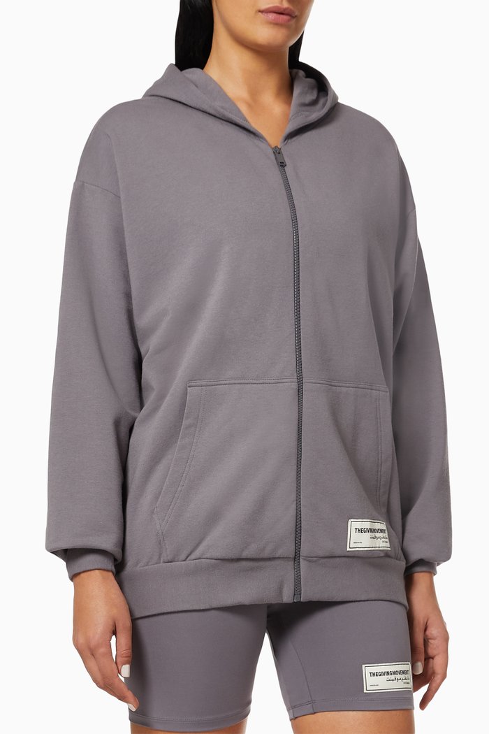 

Organic Bamboo Super Oversized Zip Hoodie, Grey