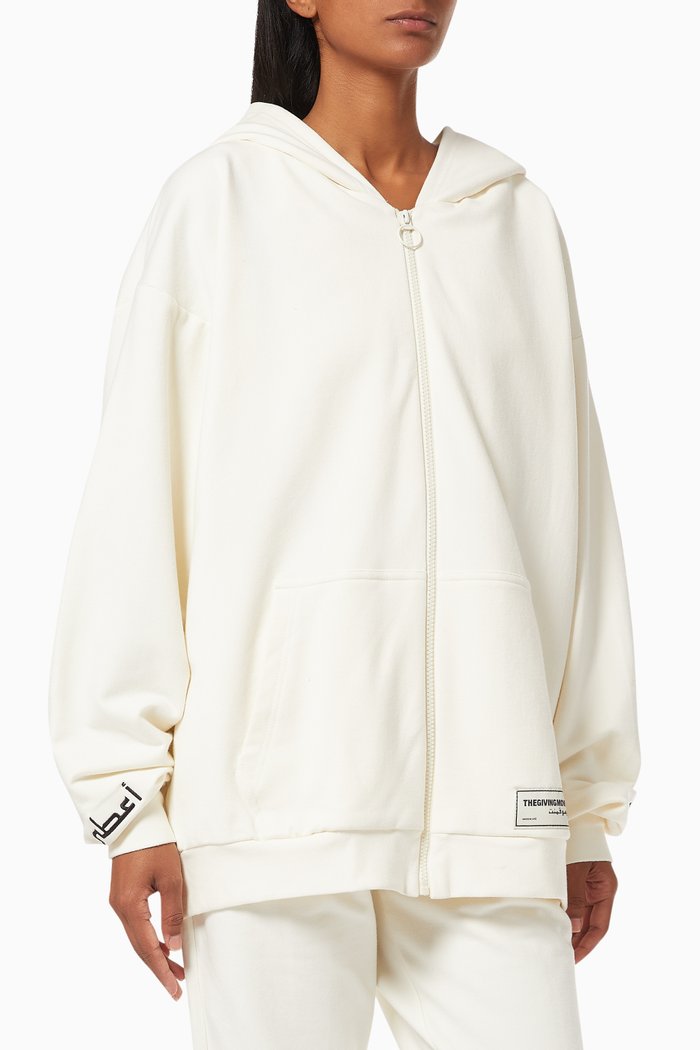 

Organic Bamboo Super Oversized Zip Hoodie, White