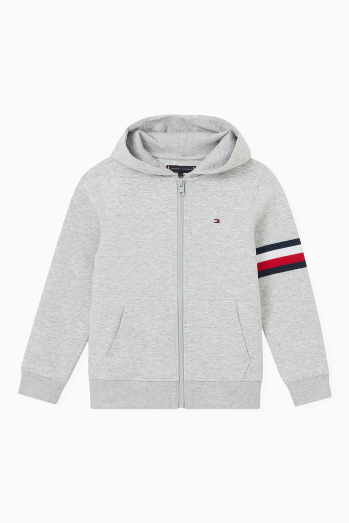

Signature Zip-Through Hoodie in Stretch Blend, Grey