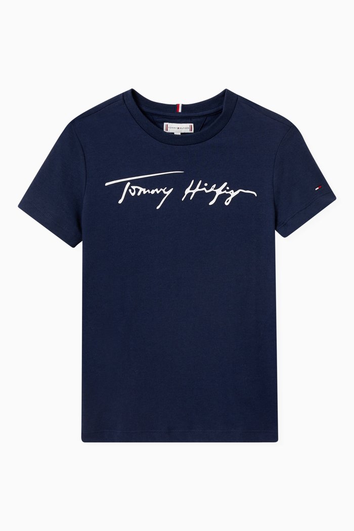 

Logo Script T-shirt in Organic Jersey, Blue