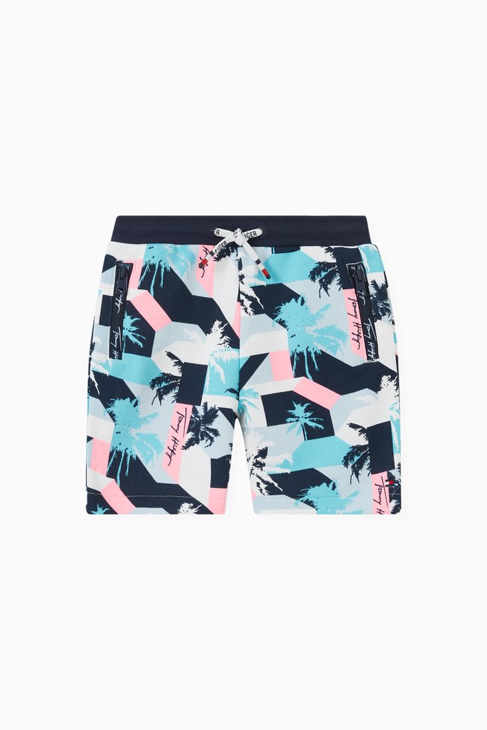 

Palm Print Shorts in Organic Terry Blend, Multicolour