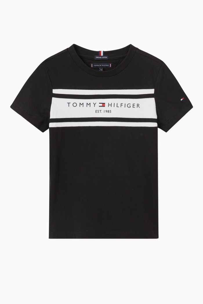 

Essential Chest Stripe T-shirt in Organic Jersey, Black