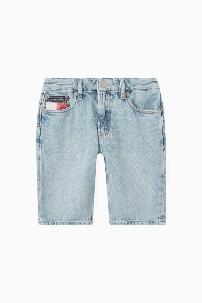 

Modern Straight Shorts in Acid Wash Denim, Blue