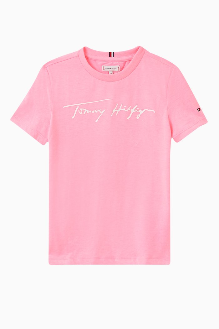 

Logo Script T-shirt in Organic Jersey, Pink