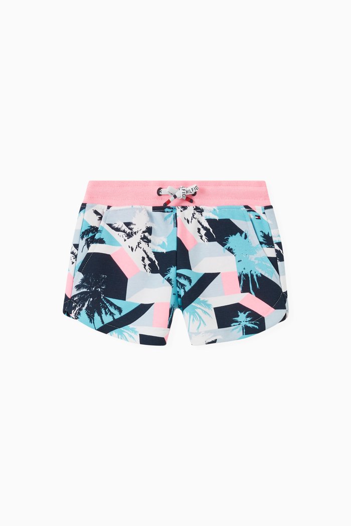 

Palm Print Sports Shorts in Terry, Multicolour