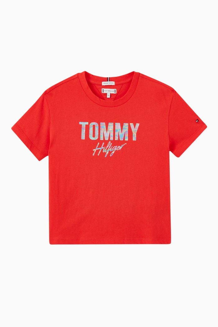 

Tommy Script T-shirt in Organic Jersey, Red