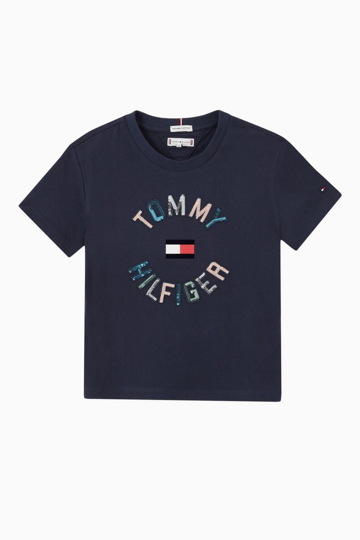 Sequins Tee in Cotton Jersey, Blue
