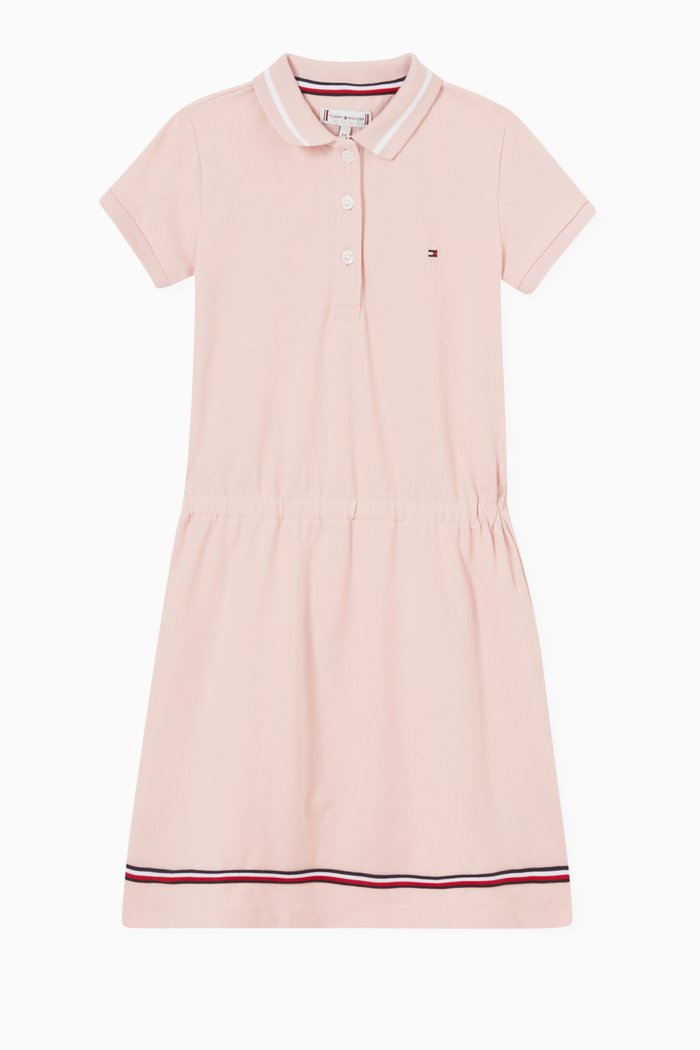 

Tipped Collar Polo Dress in Pique, Pink