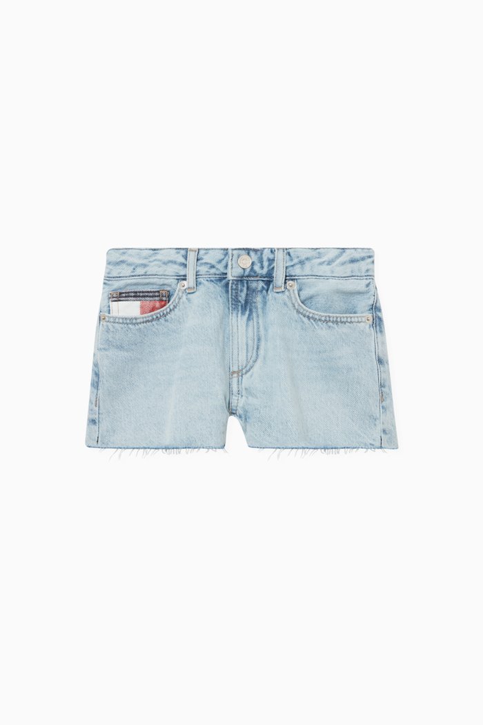 

Harper Faded Raw Hem Shorts in Denim, Blue