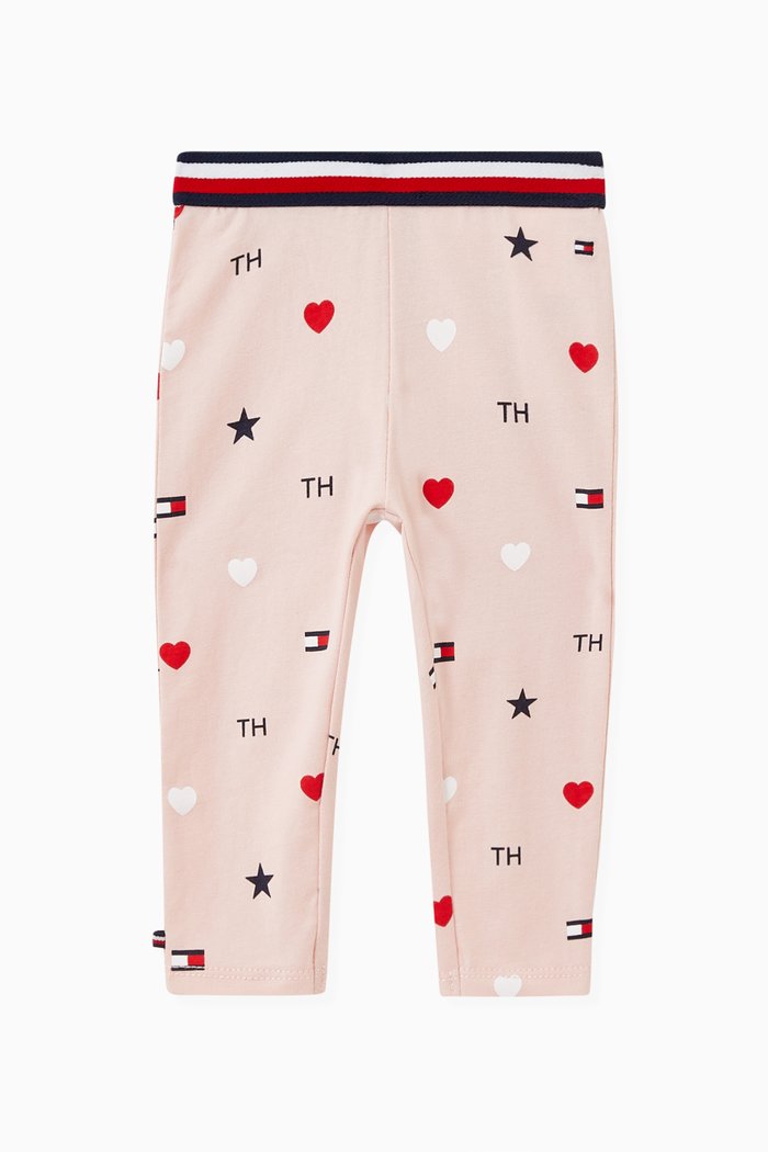 Allover Print Leggings in Stretch Jersey, Pink