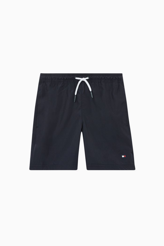 

Drawstring Regular Fit Mid Length Swim Shorts in Recycled Polyester, Blue