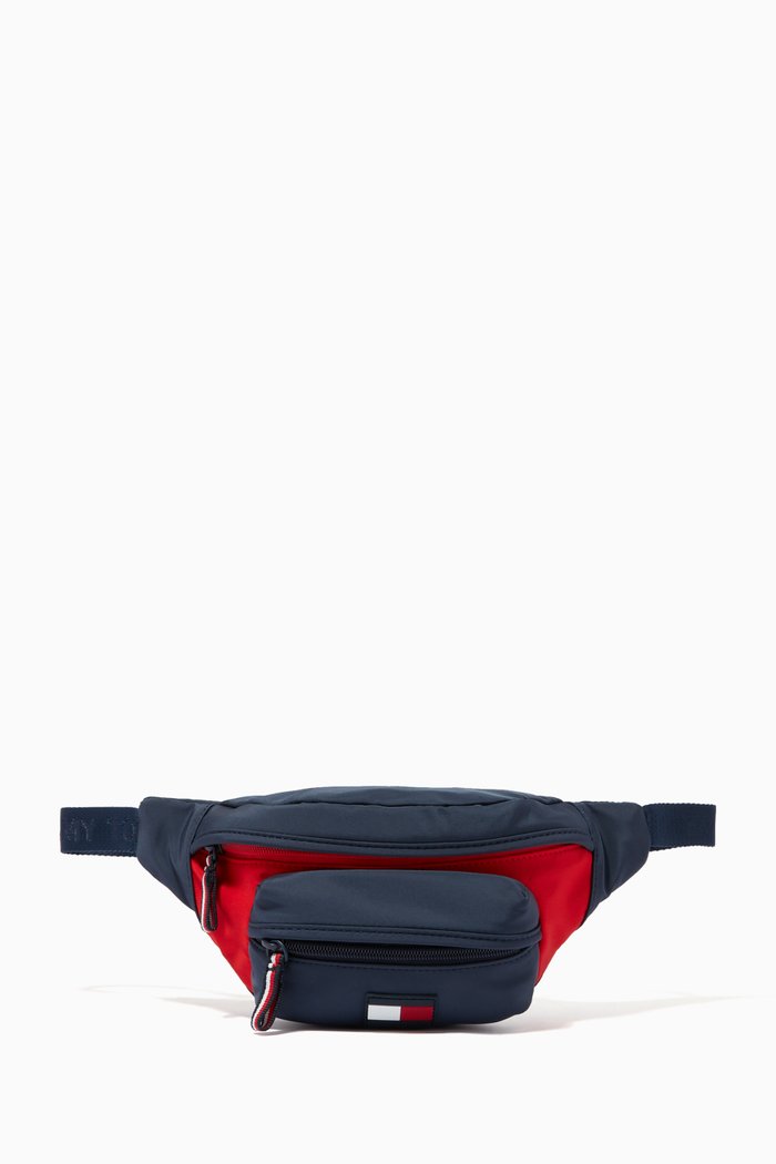 

Colour-Blocked Logo Tape Belt Bag in Recycled Polyester Canvas, Multicolour