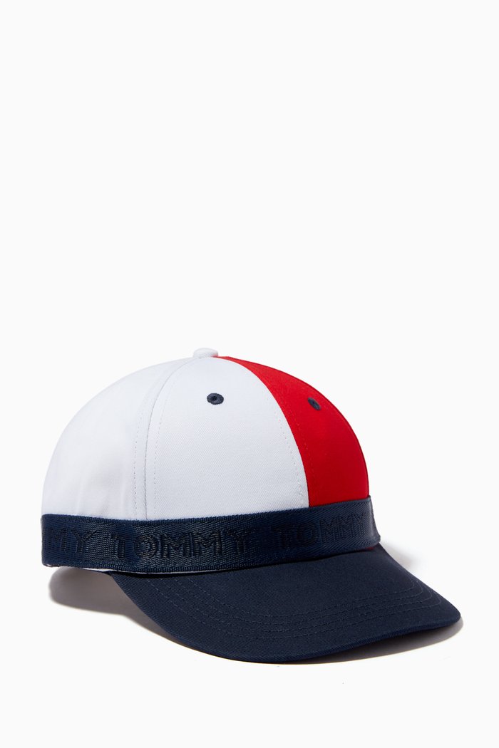 

Logo Tape Baseball Cap in Organic Cotton Twill, Multicolour