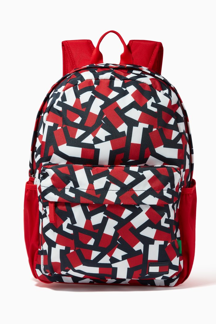 

Flag Print Backpack in Canvas, Multicolour