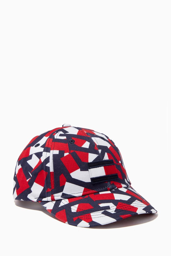 

Flag Print Baseball Cap in Organic Cotton Twill, Multicolour