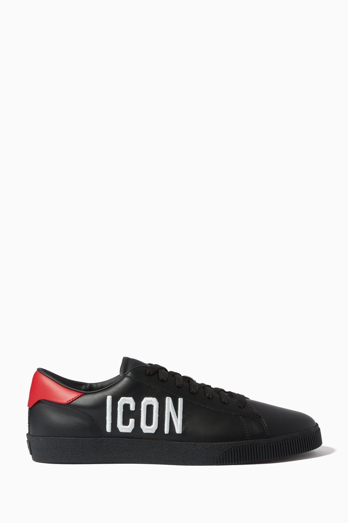 

Icon Low Top Sneakers in Leather, Black