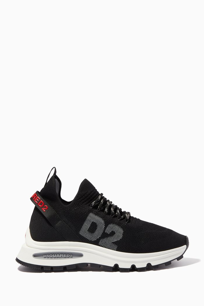 

Run D2 Logo Sneakers in Mesh, Black