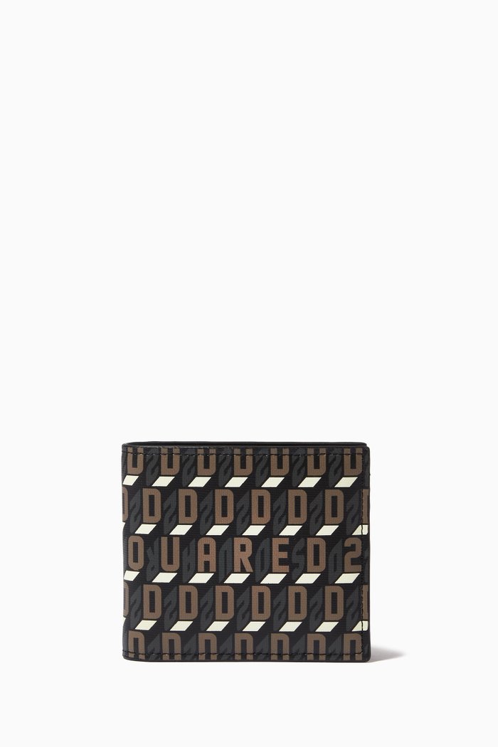 

Printed Monogram Wallet in Leather, Brown