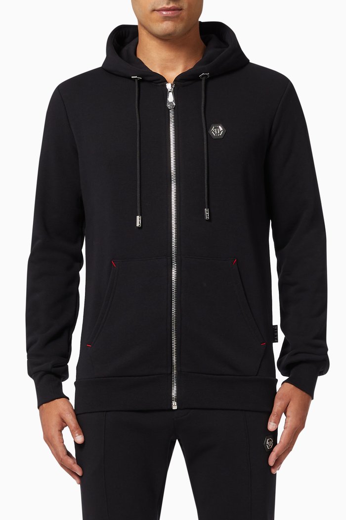 

Institutional Hooded Sweatshirt in Cotton, Black