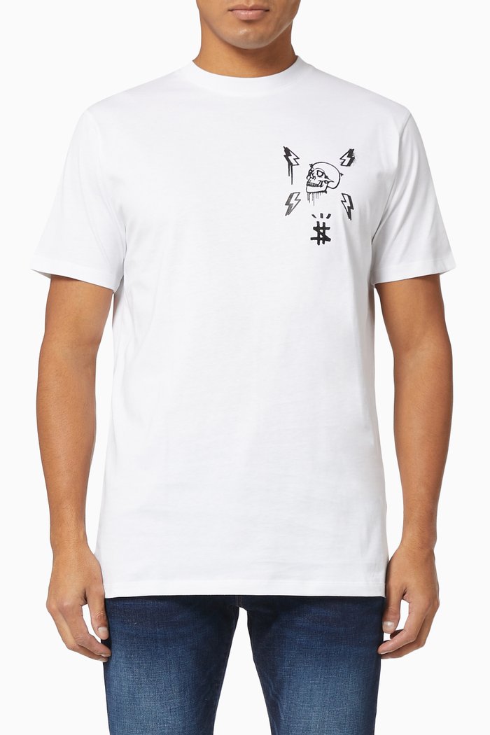 Hexagon Logo Print T-shirt in Cotton, White