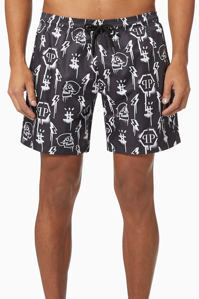 Beachwear Monogram Shorts, Black