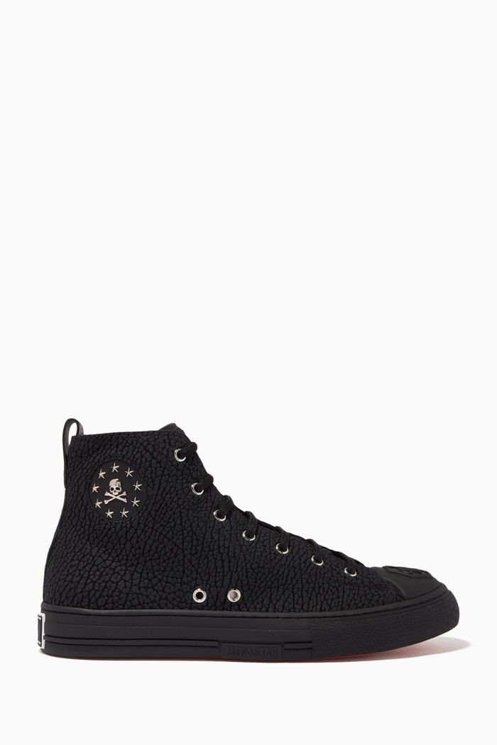 

Hi-Top Megastar Sneakers in Leather, Black