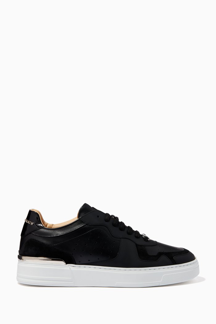 

Lo-Top Sneakers in Mix Leathers, Black