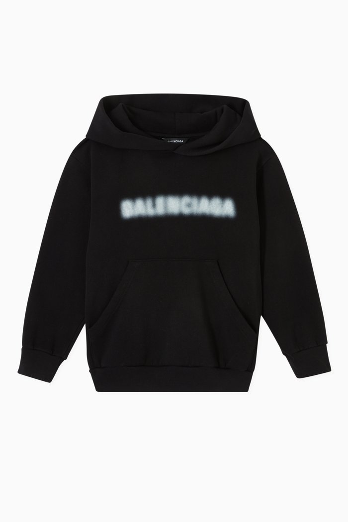 

Blurry Logo Hoodie in Cotton Jersey, Black