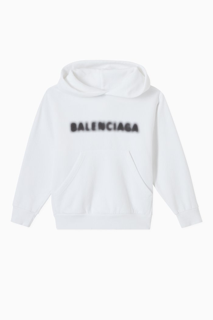 

Blurry Logo Hoodie in Cotton Jersey, White
