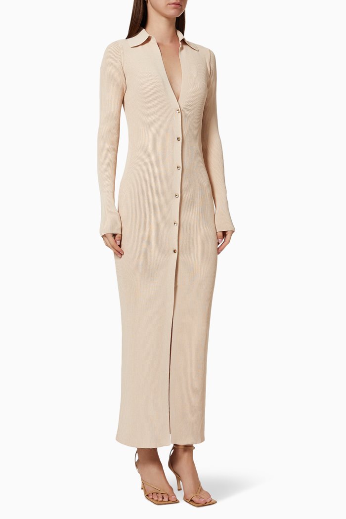 

Rubi Dress in Ribbed Knit, Neutral