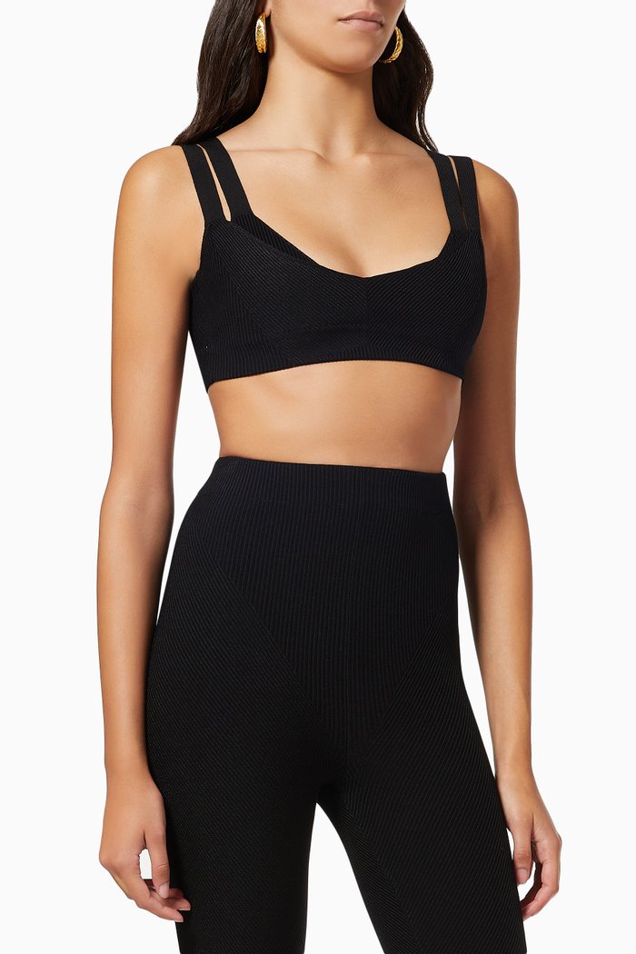 

Aisa Bralette in Ribbed Knit, Black