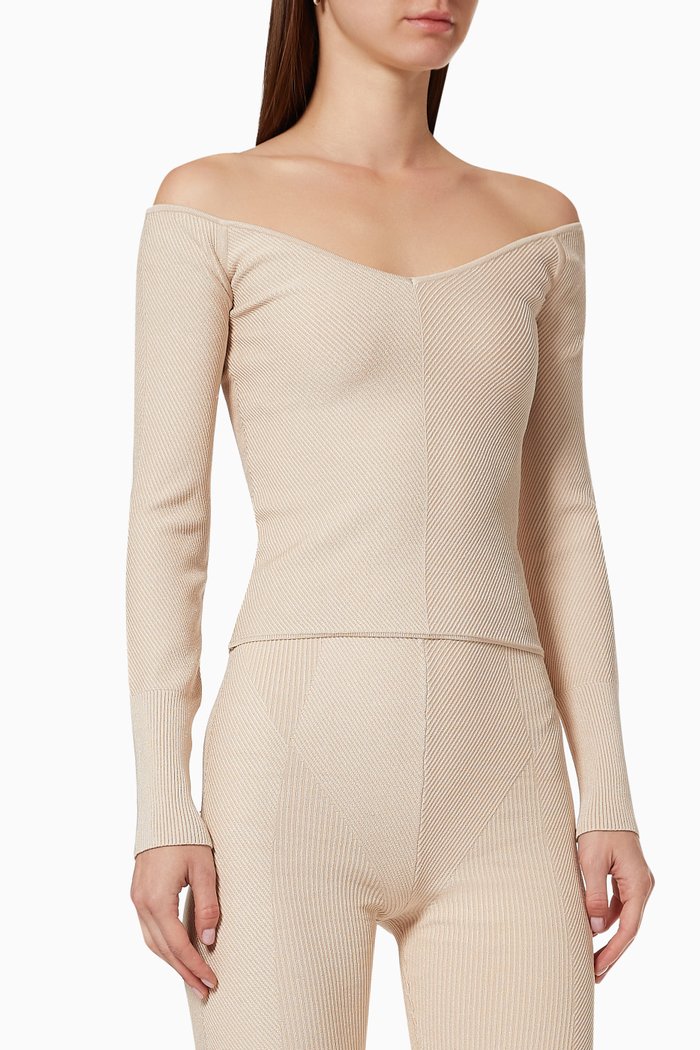 

Beas Top in Ribbed Knit, Neutral