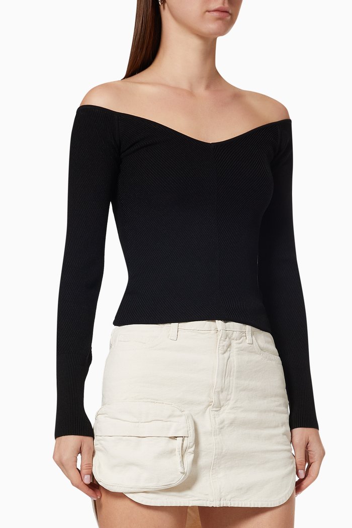 

Beas Top in Ribbed Knit, Black