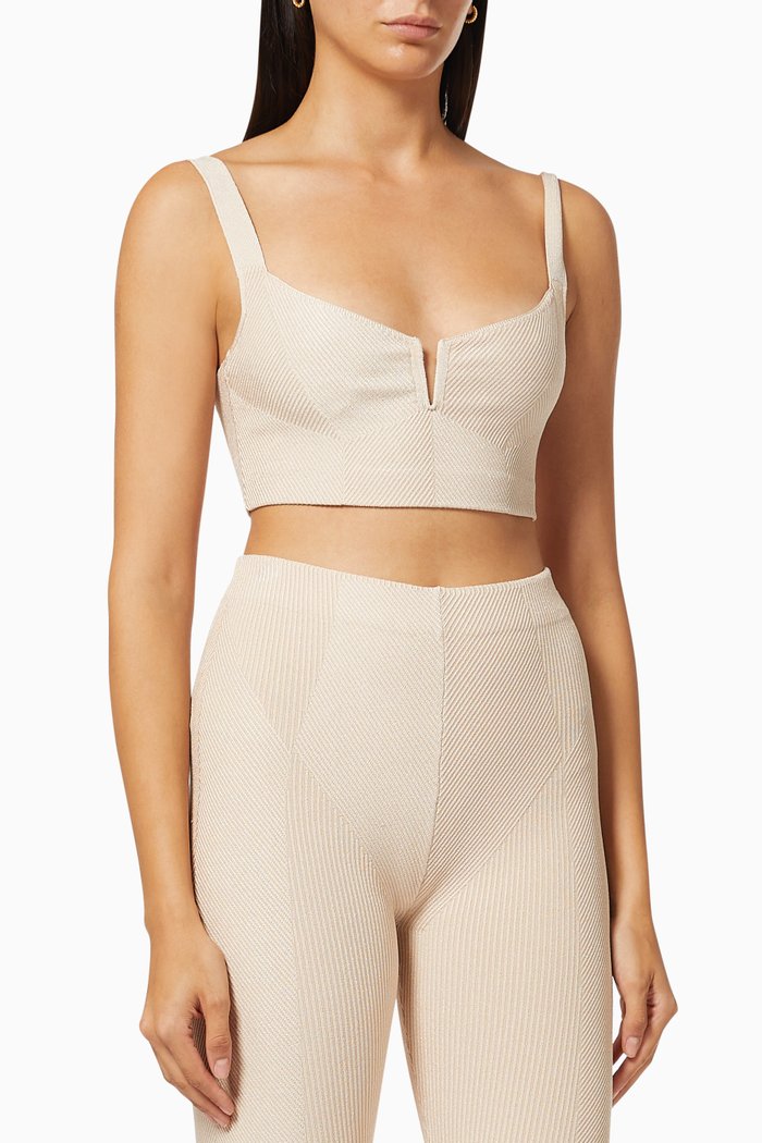 Tera Bralette in Ribbed Knit, Neutral