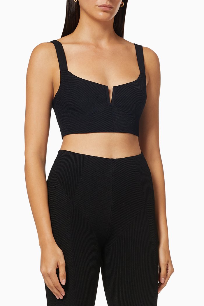 

Tera Bralette in Ribbed Knit, Black