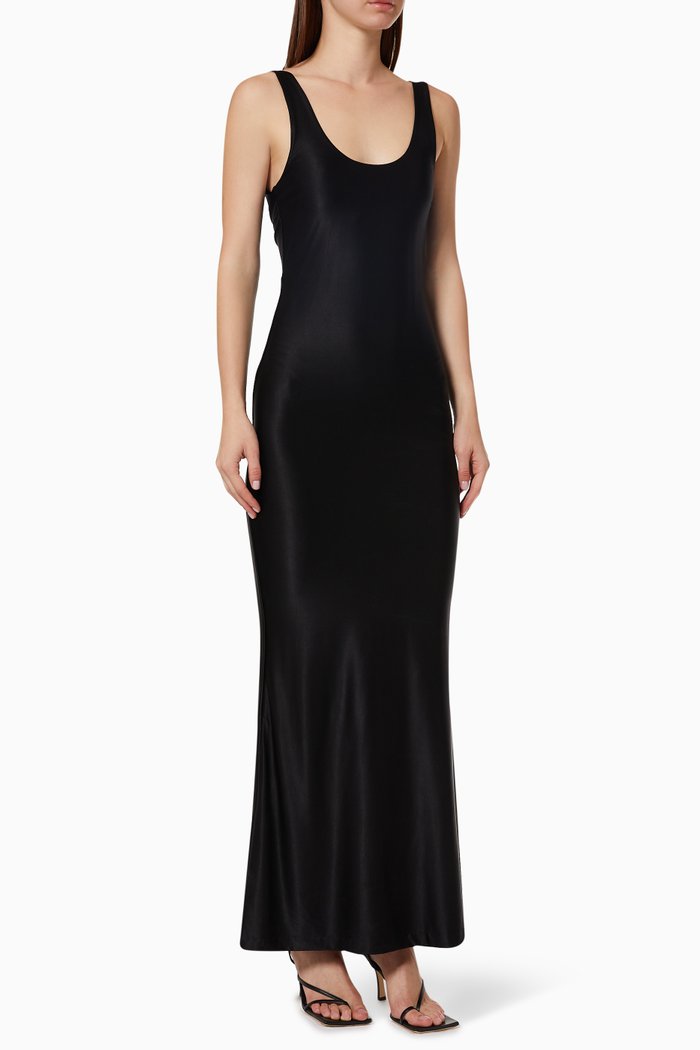 

Suez Maxi Dress in Satin Jersey, Black