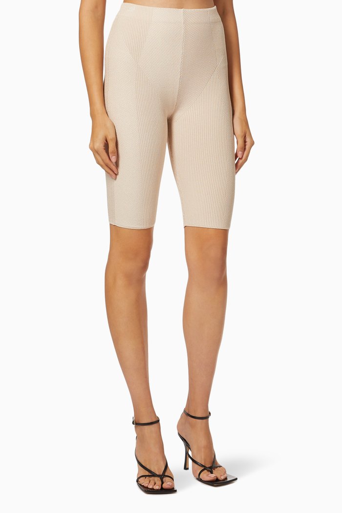 

Cardon Biker Shorts in Ribbed Knit, Neutral