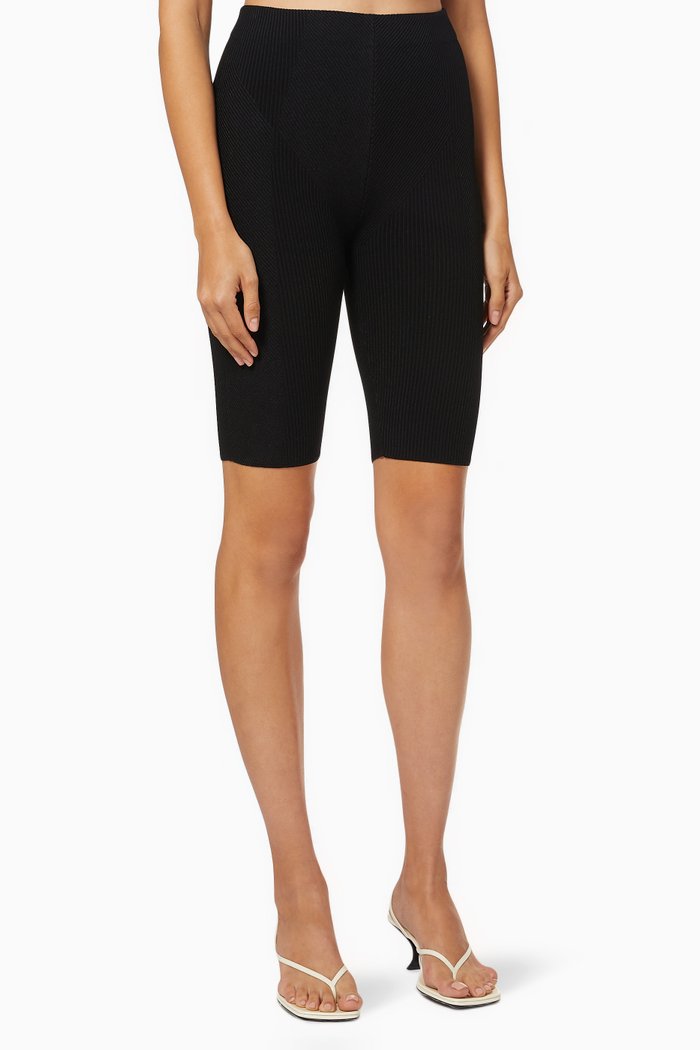 

Cardon Biker Shorts in Ribbed Knit, Black