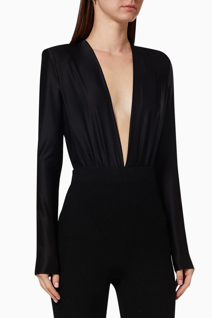

Mazar Bodysuit in Satin Jersey, Black