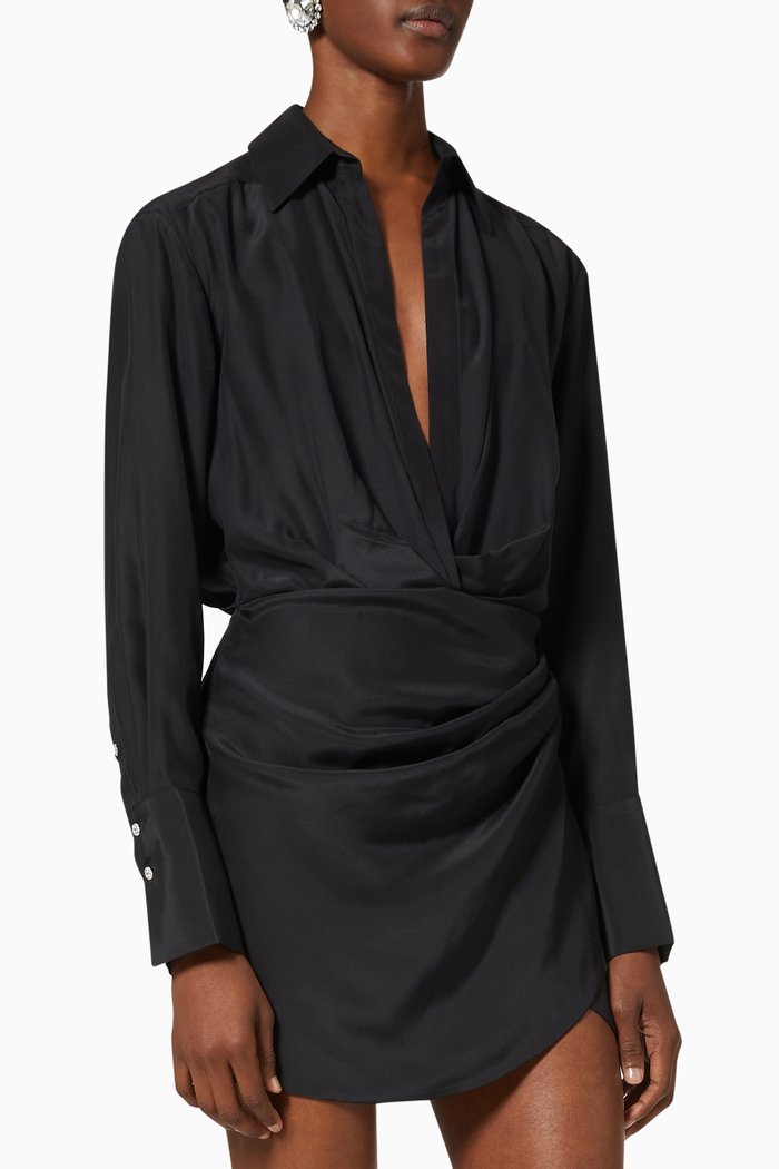 

Naha Mini Dress in Silk, Black