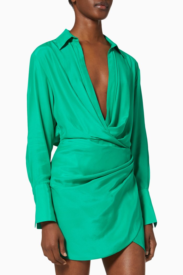 

Naha Mini Dress in Silk, Green