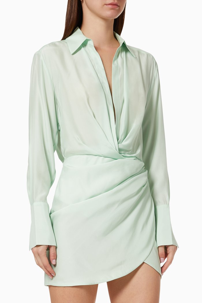 

Naha Mini Dress in Silk, Green