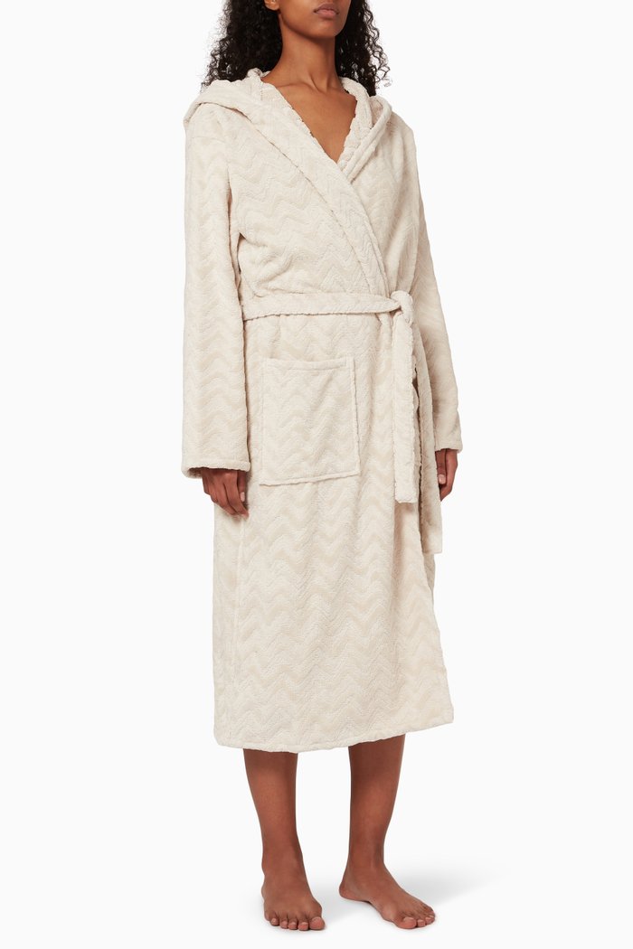 

Rex Hooded Bathrobe in Cotton Terry, Neutral