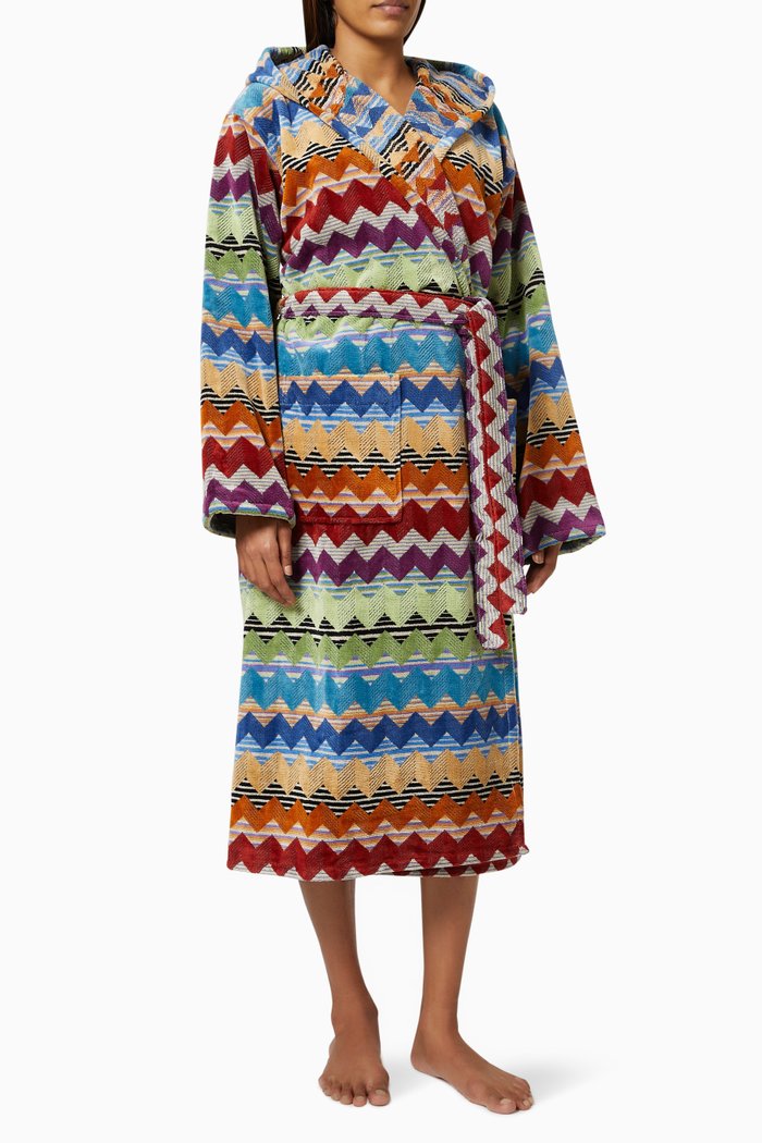 

Alfred Hooded Bathrobe in Cotton Terry, Multicolour