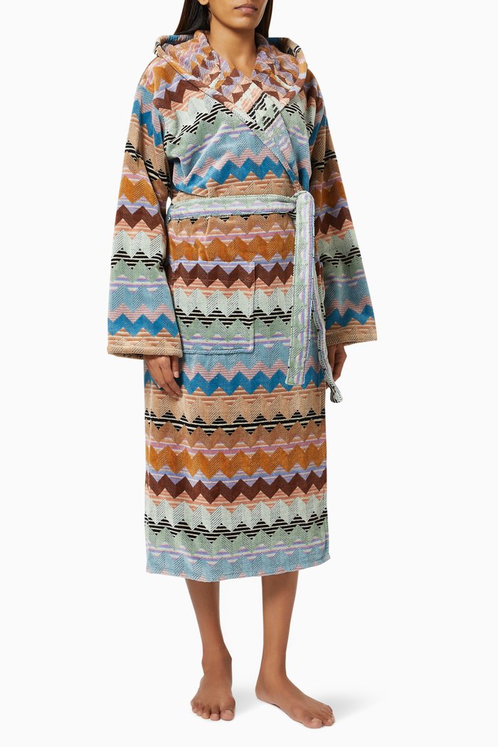 

Alfred Hooded Bathrobe in Cotton Terry, Multicolour