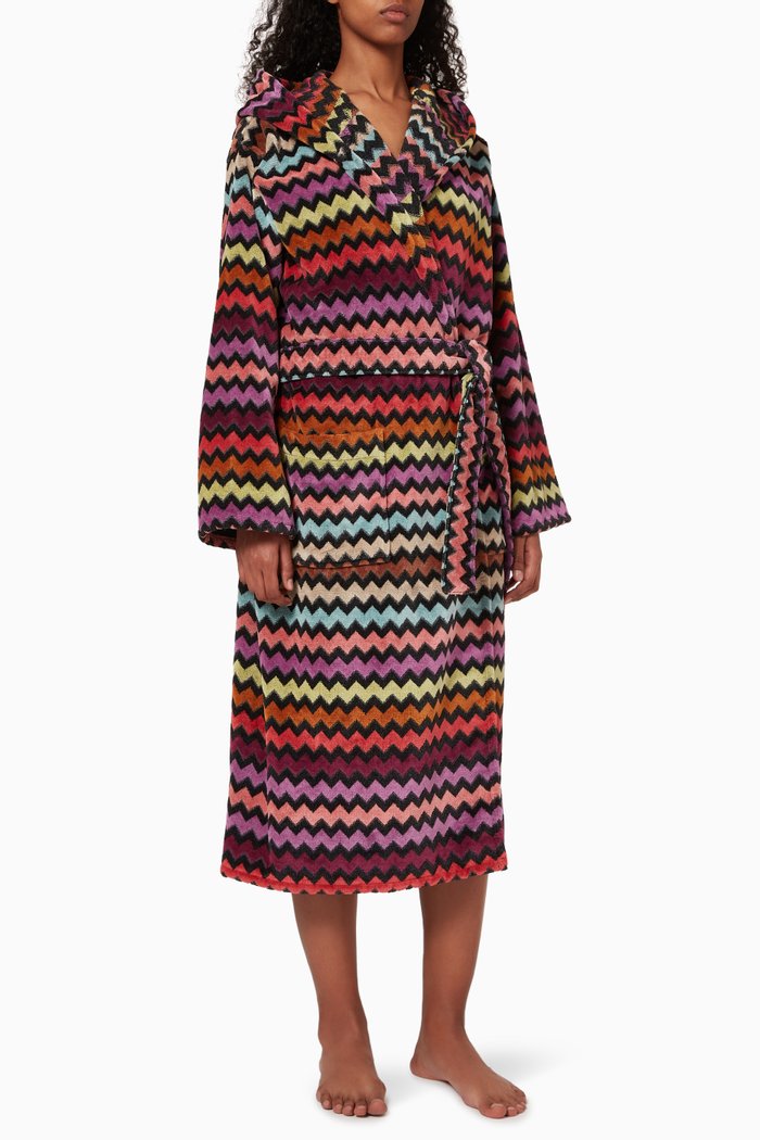 

Warner Hooded Bathrobe in Cotton Terry, Multicolour