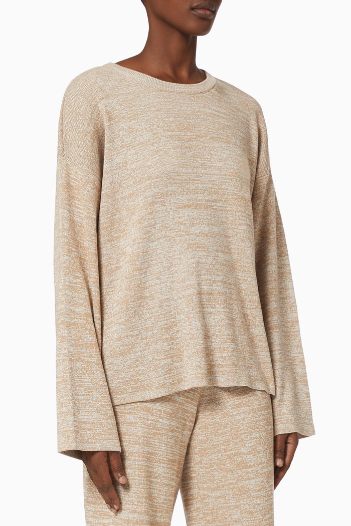 

Cropped O-Neck Knitted Jumper in Cotton, Brown