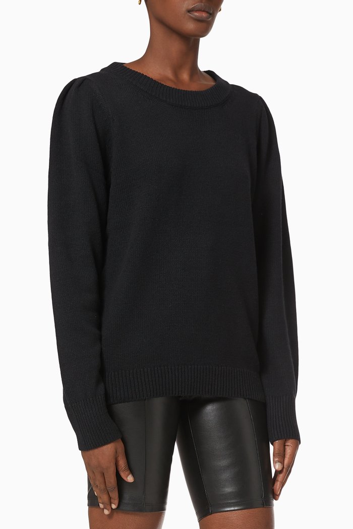

Long Sleeve Knitted Jumper in Cotton, Black