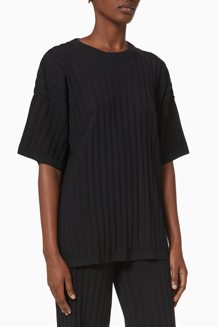 

Knit Top in Cotton, Black