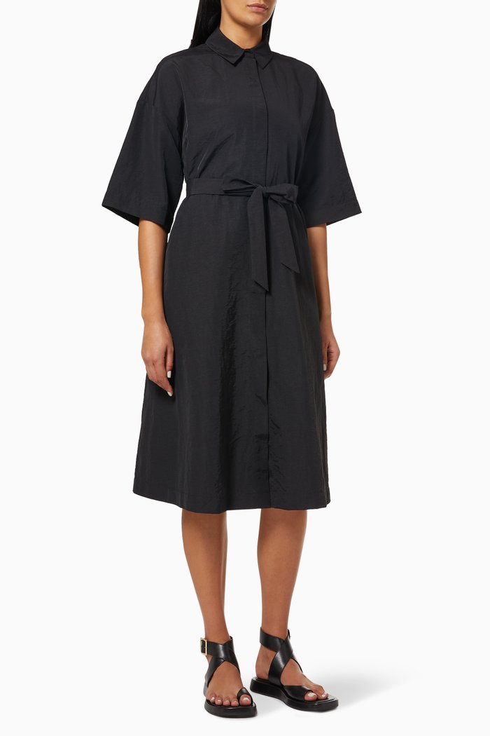 

Wide Sleeve Dress in Wear-resistant Nylon, Black